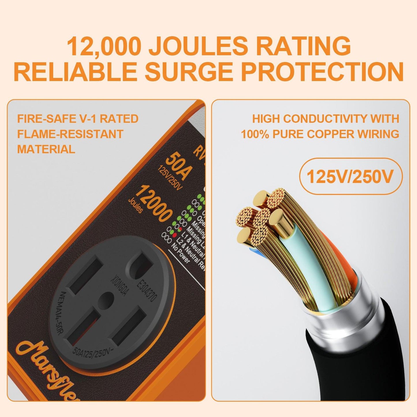 Marsflex Rv Surge Protector, 50amp - Marsflex