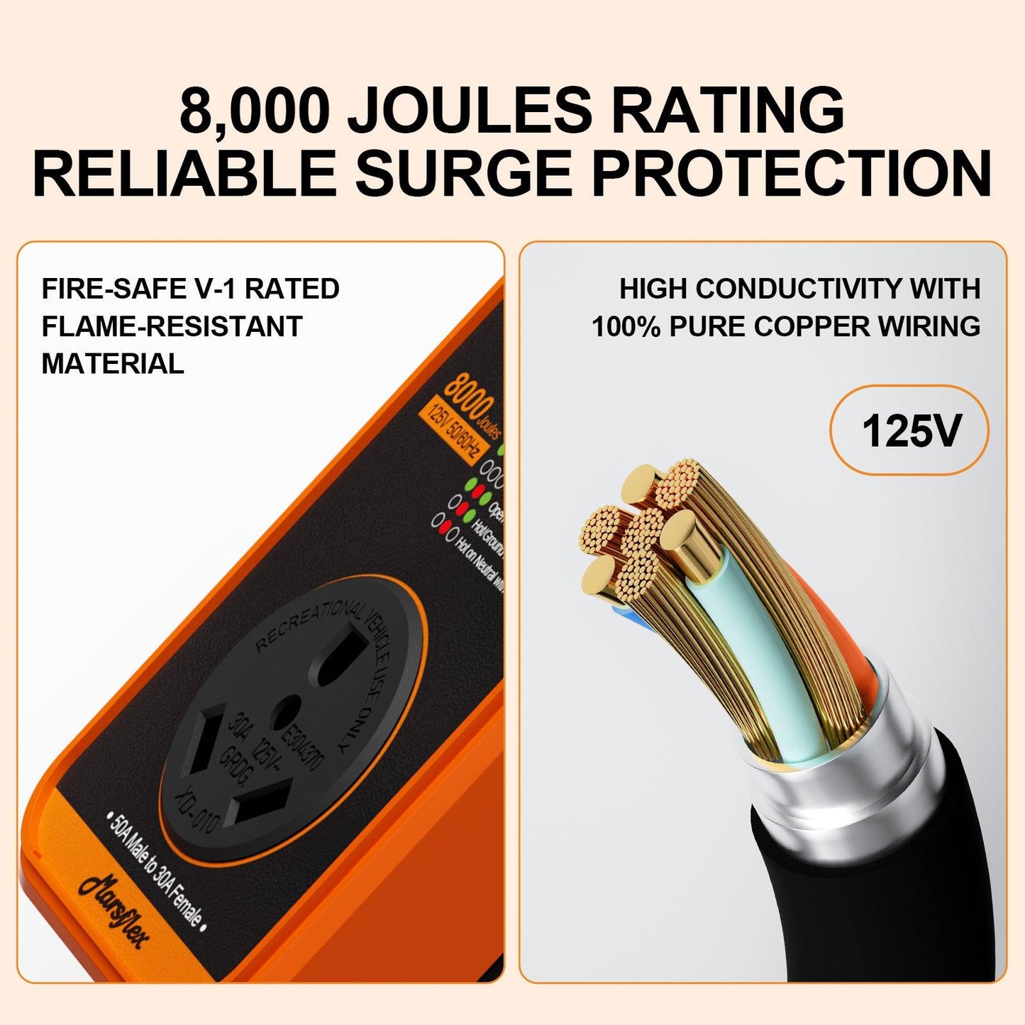 Marsflex Rv Surge Protector, 15 Amp to 30 Amp - Marsflex