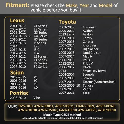 Marsflex TPMS Sensor 42607-33011 PMV-107J 42607-33021 42607-06011 - Marsflex