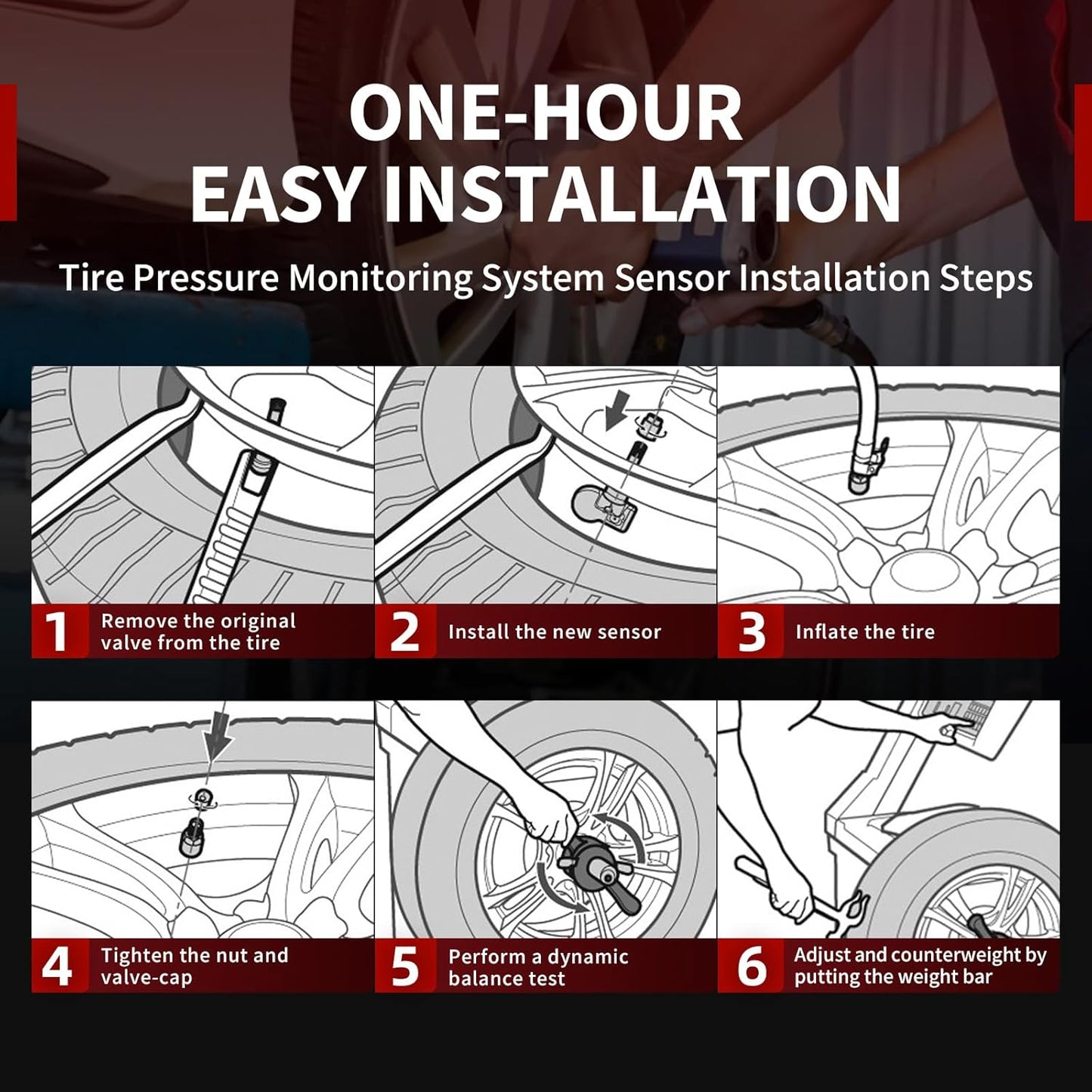Marsflex Tire Pressure TPMS Sensor - Fit for Jeep Grand Cherokee Dodge Ram 1500 Chrysler Fiat, 433MHz Tire Pressure Monitoring System Set of 4, OE 56029398AA 56029398AB 68241067AA 68241067AB