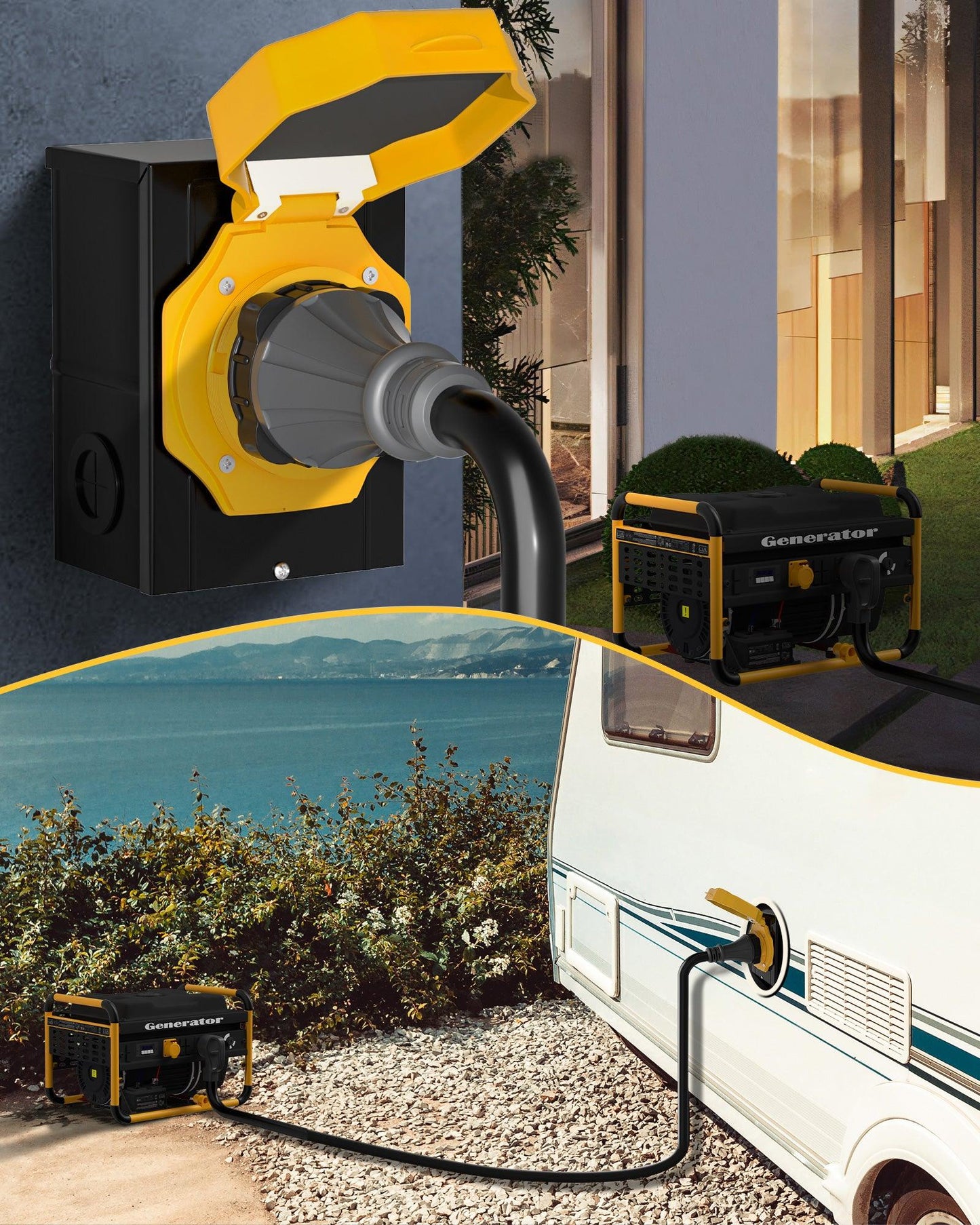 Marsflex 30 Amp Generator Power Inlet Box NEMA L14-30P - Marsflex