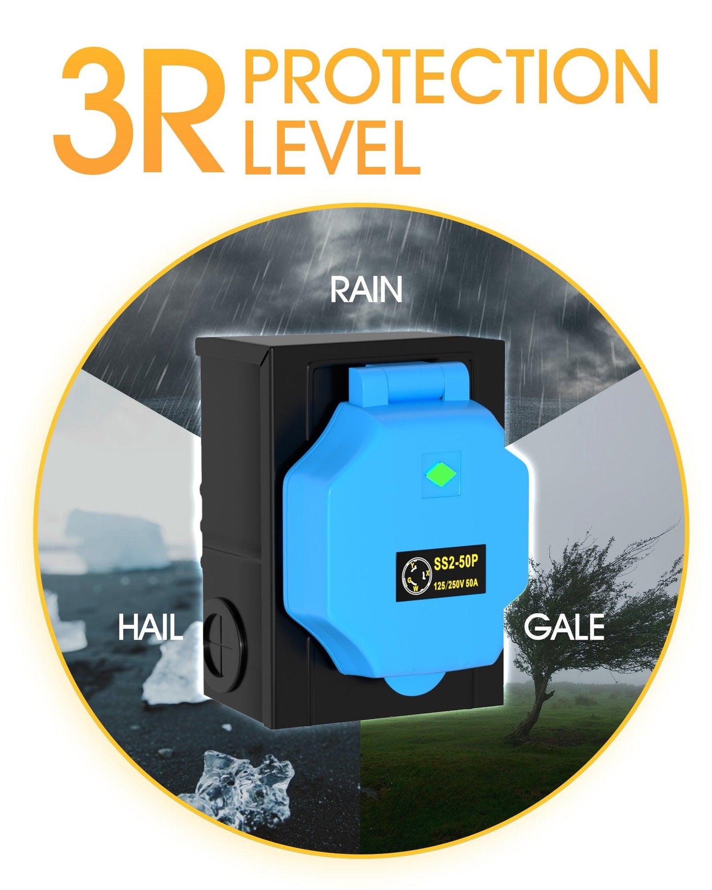 Marsflex 50 Amp NEMA SS2-50P Generator Power Inlet Box With 25 Feet Generator Cord - Marsflex