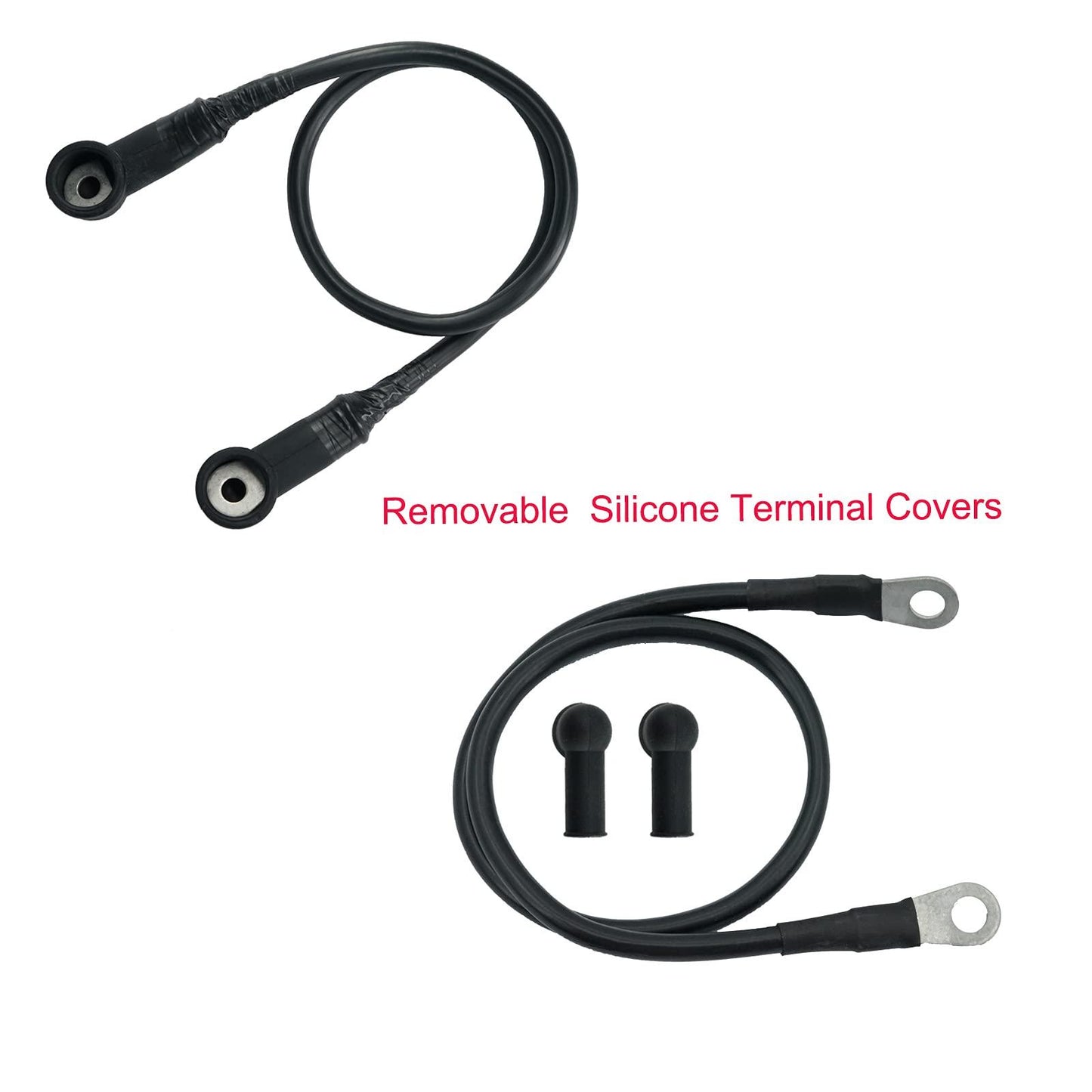 Battery Cable Set(Positive + Negative) 4 AWG 2 feet(24 inch) with 5/16" Tinned Copper Lugs and Protector Cover - Marsflex
