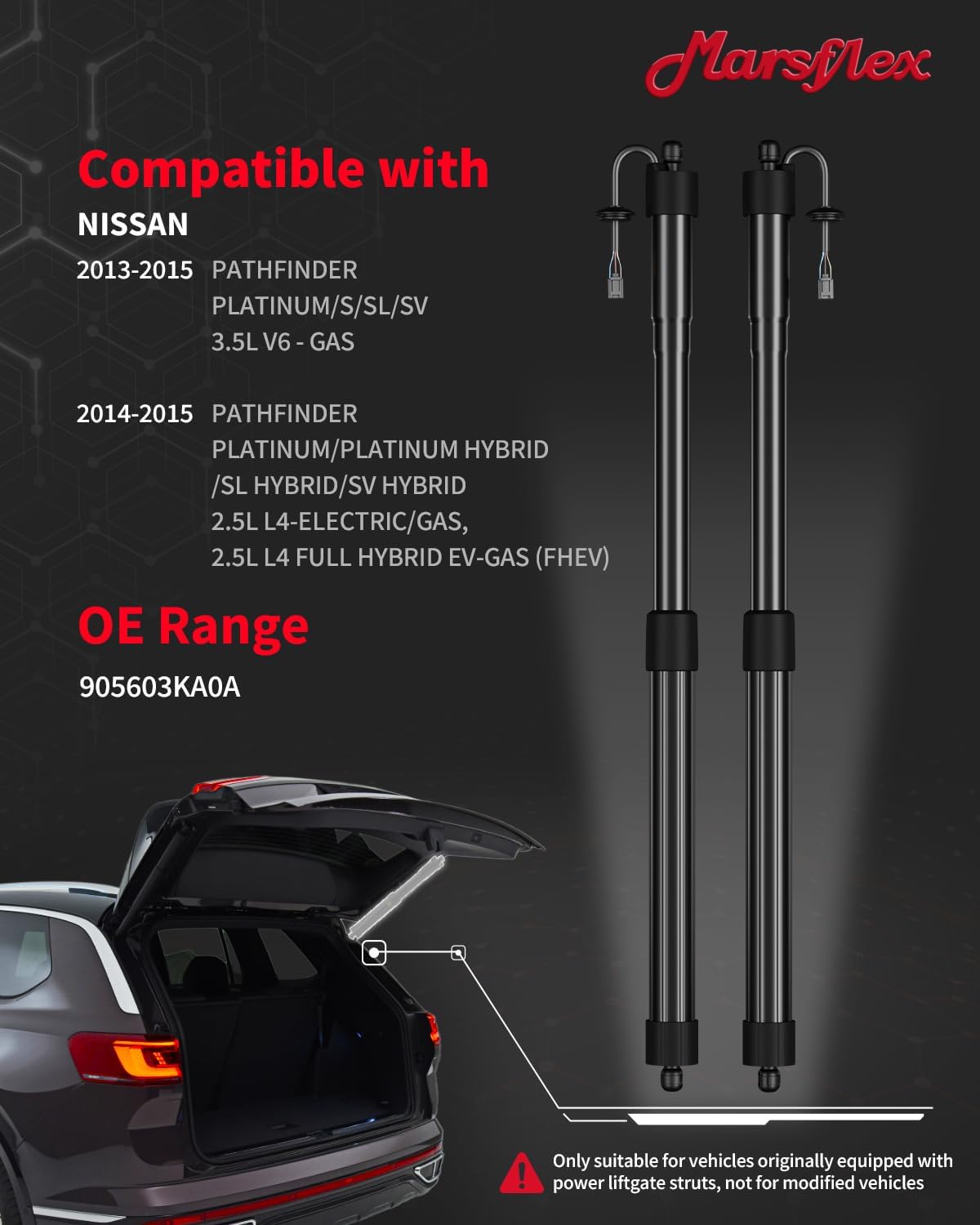 Marsflex Electric Liftgate Strut Fit for Nissan Pathfinder 2013-2015, 1Pair