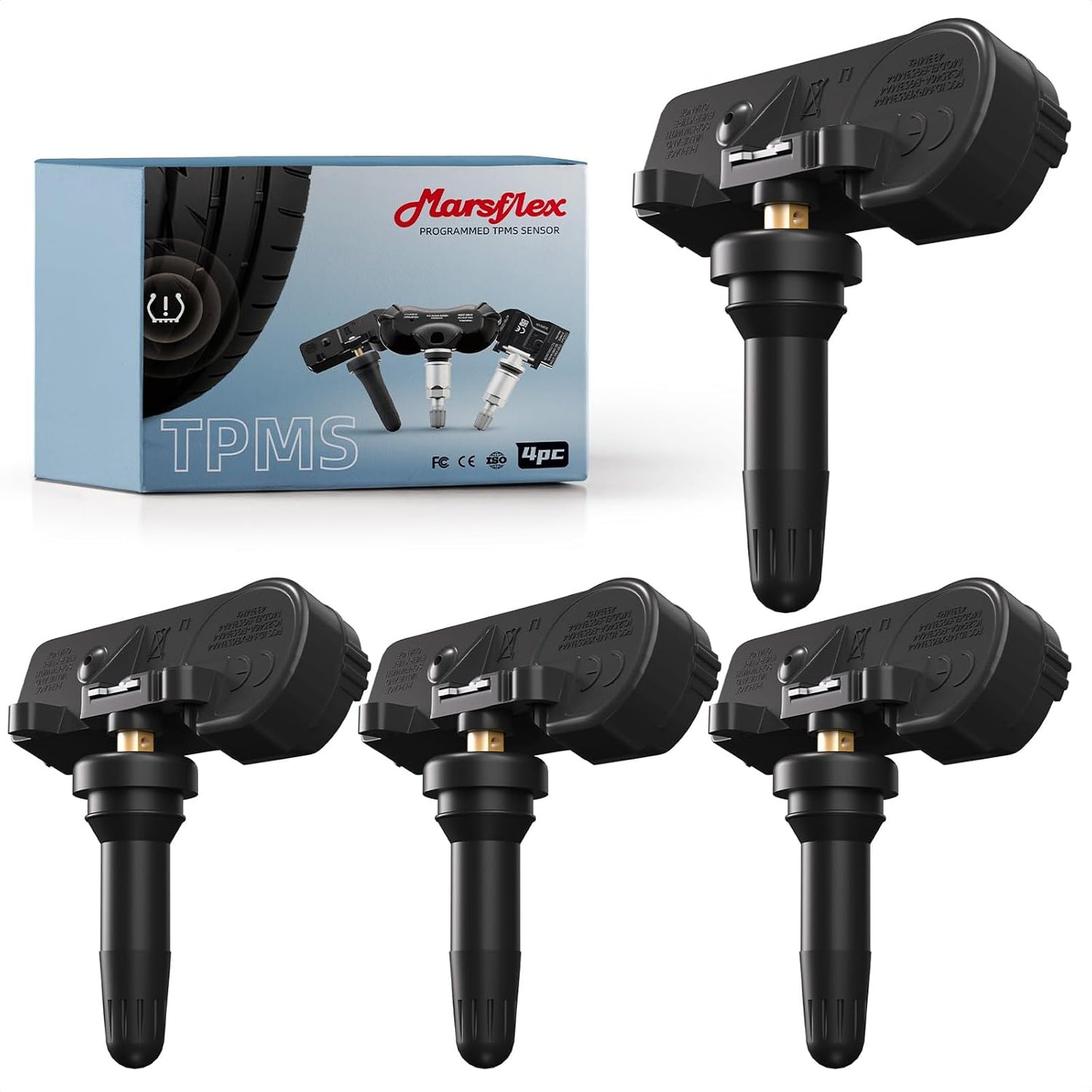 Marsflex Tire Pressure Sensor Fit for Ram 1500 2019-2025 OE 68293199AA | 433MHz Set of 4, Pre-programmed TPMS sensors, Tire Pressure Monitoring System Sensor Replacement for Dodge