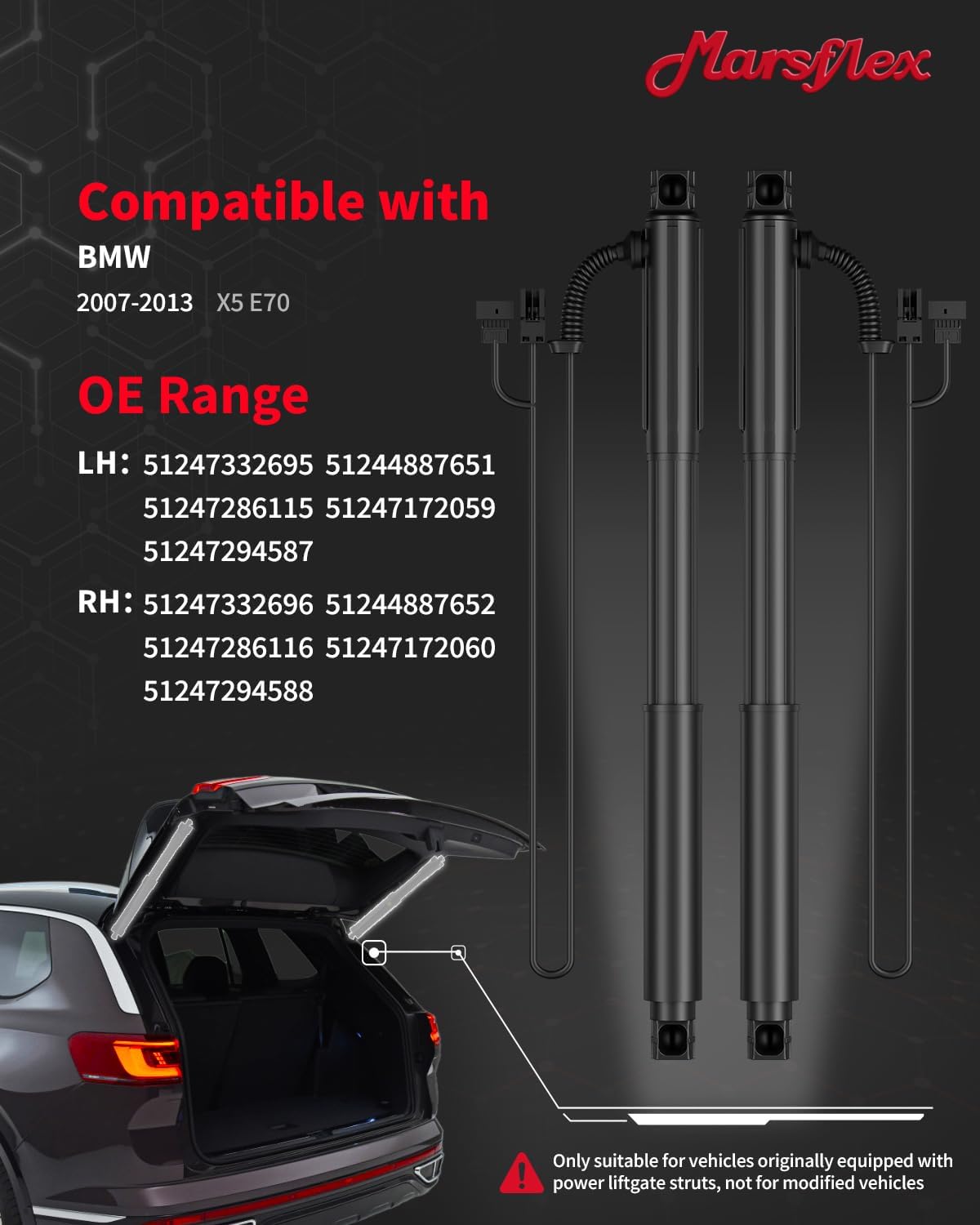 Marsflex Electric Liftgate Struts Fit for BMW X5 2007-2013, 1Pair