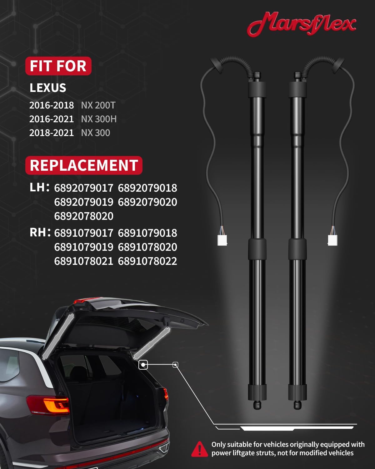 Marsflex Electric Liftgate Struts Fit for Lexus NX200t NX300/300h 2016-2021
