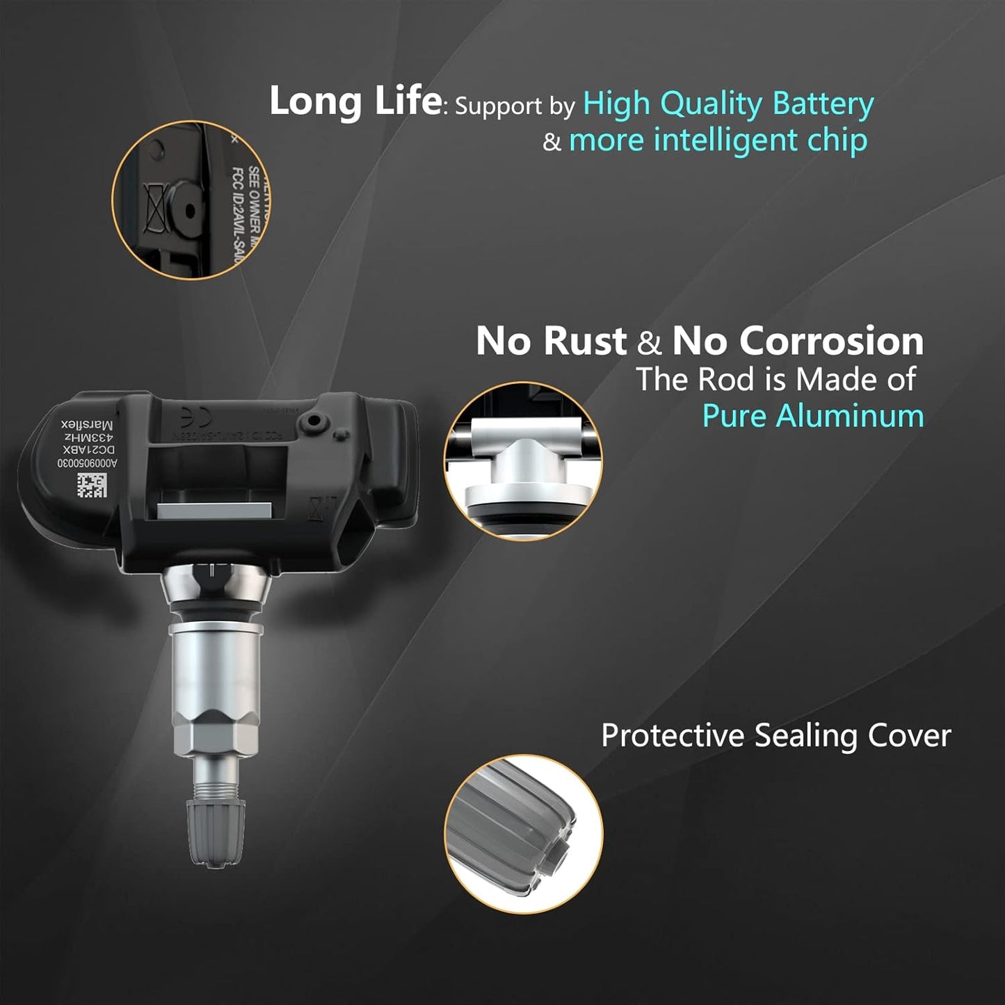 Marsflex TPMS Sensor Compatible for Mercedes Benz SMART AMG Freightliner Sprinter 433MHz 4pcs, Programmed Tire Pressure Monitoring System Replaces# A0009050030 9050030 A0009057200 9057200