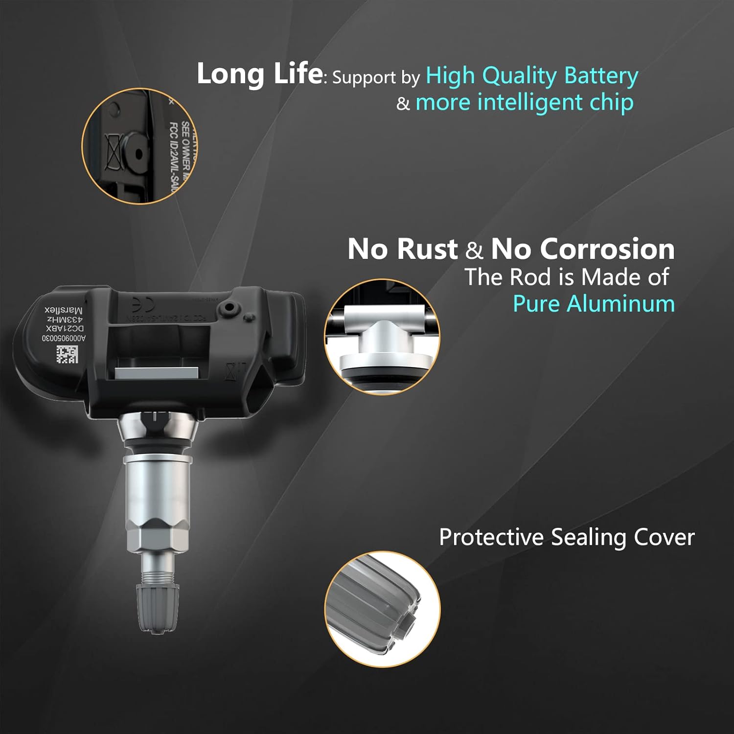 Marsflex TPMS Sensor Compatible for Mercedes Benz SMART AMG Freightliner Sprinter 433MHz 4pcs, Programmed Tire Pressure Monitoring System Replaces# A0009050030 9050030 A0009057200 9057200