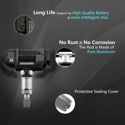 Marsflex TPMS Sensor Compatible for Mercedes Benz SMART AMG Freightliner Sprinter 433MHz 4pcs, Programmed Tire Pressure Monitoring System Replaces# A0009050030 9050030 A0009057200 9057200