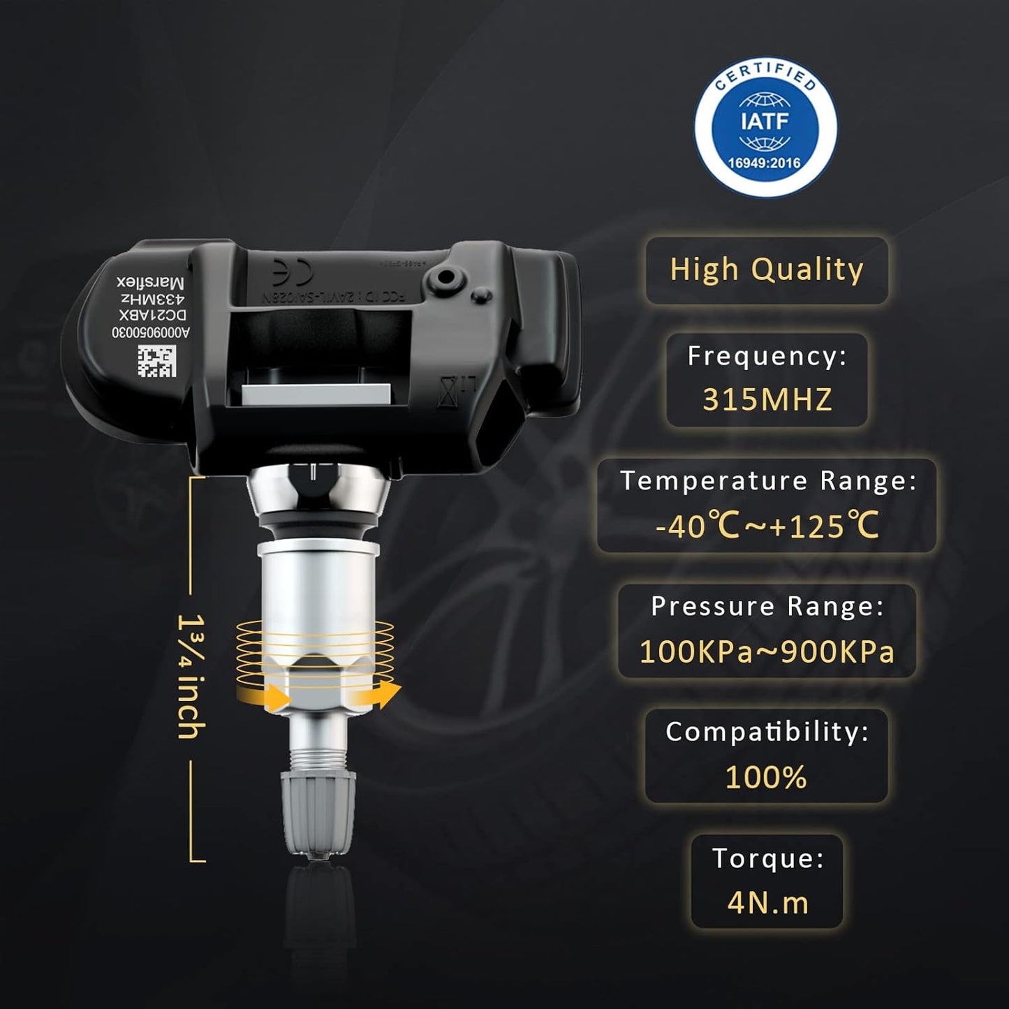 Marsflex TPMS Sensor Compatible for Mercedes Benz SMART AMG Freightliner Sprinter 433MHz 4pcs, Programmed Tire Pressure Monitoring System Replaces# A0009050030 9050030 A0009057200 9057200