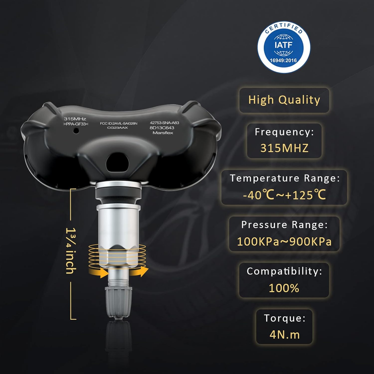 Marsflex TPMS Sensor Compatible for Acura CSX/Honda, Civic CR-Z Element Fit Insight Odyssey, Programmed Tire Pressure Monitoring System Replaces# 42753-TR3-A81 42753-SNA-A81 42753-SNA-A830-M1, 315MHZ