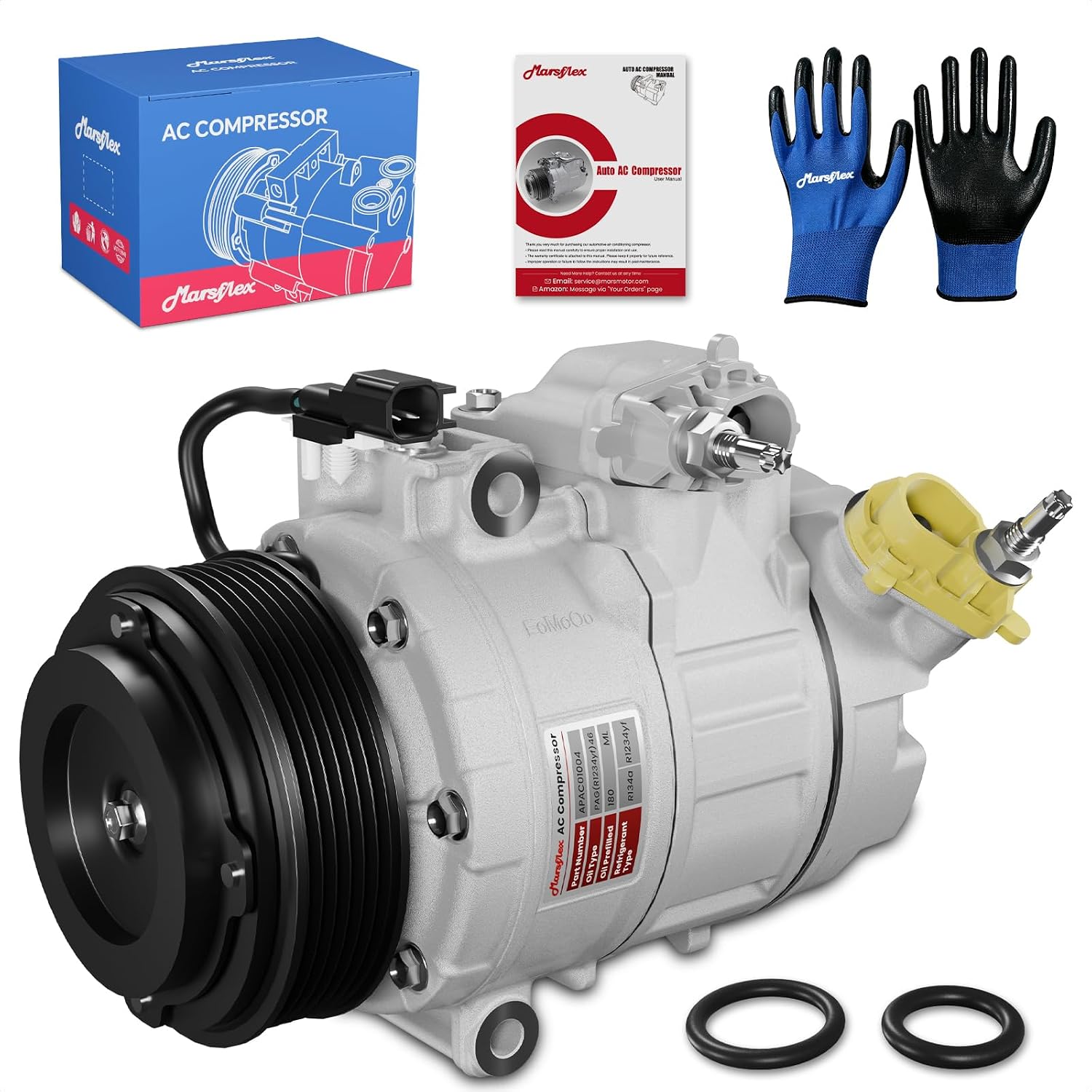 Marsflex AC Compressor with Clutch Fit for 2011-2015 Ford Explorer 3.5L | 2013-2015 Police Interceptor Utility 3.7L, only Fit V6 Naturally Aspirated, CO9777C BB5Z19703A with 6-Groove Pulley