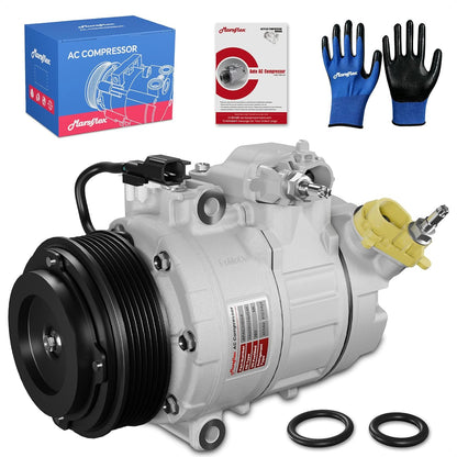 Marsflex AC Compressor with Clutch Fit for 2011-2015 Ford Explorer 3.5L | 2013-2015 Police Interceptor Utility 3.7L, only Fit V6 Naturally Aspirated, CO9777C BB5Z19703A with 6-Groove Pulley