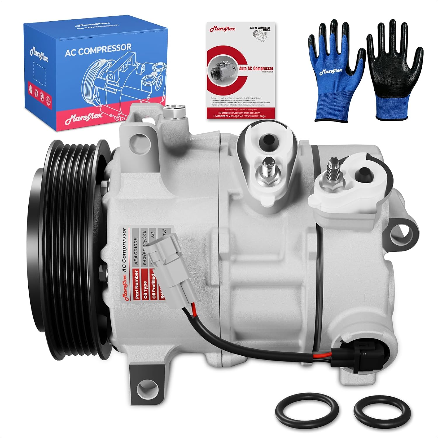 Marsflex AC Compressor with Clutch Fit for 2009-2017 Dodge Caliber | Fit for Jeep Compass Patriot, L4 1.8L/2.0L/2.4L, 2010 2011 2012 2013 2014 2015 2016, CO30011C with 6-Groove Pulley