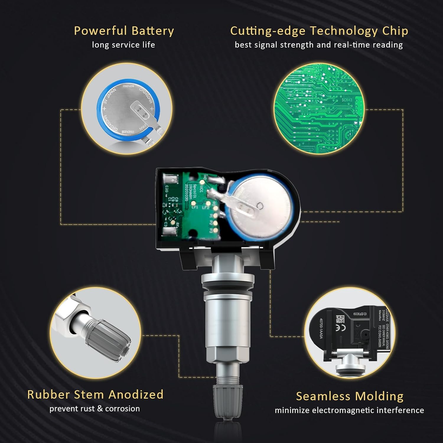 Marsflex TPMS Sensor Compatible for Nissan Infiniti Programmed Tire Pressure Monitoring System Replaces# 40700-1AA0B 40700-3AN0A, 40700-3AN0B, 40700-3AN0D, 40700-JA00C, 40700-JA01B, 40700-JA02B 315MHZ