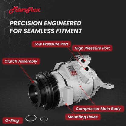 Marsflex AC Compressor with Clutch Fit for 2000-2019 Chevy Silverado | only Fit 2 Mounting Holes, Fit for Chevrolet Express GMC Savana Sierra 1500 2500 3500 4500 V8 4.8L/5.3L/6.0L /8.1L, CO29002C