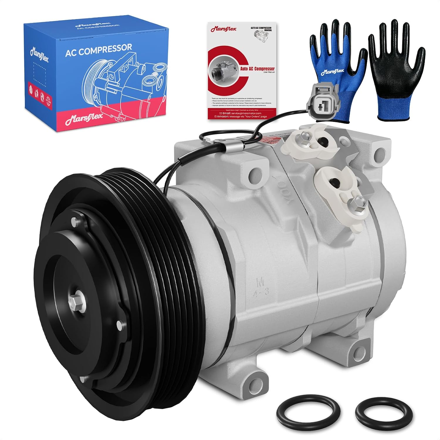 Marsflex AC Compressor with Clutch Compatible for 2003-2008 Honda Odyssey | Fit for Accord Pilot Acura MDX TL V6 3.0L/3.2L/3.5L, 98307 CO10736C 38810RCAA01 2004 2005 2007 with 6-Groove Pulley
