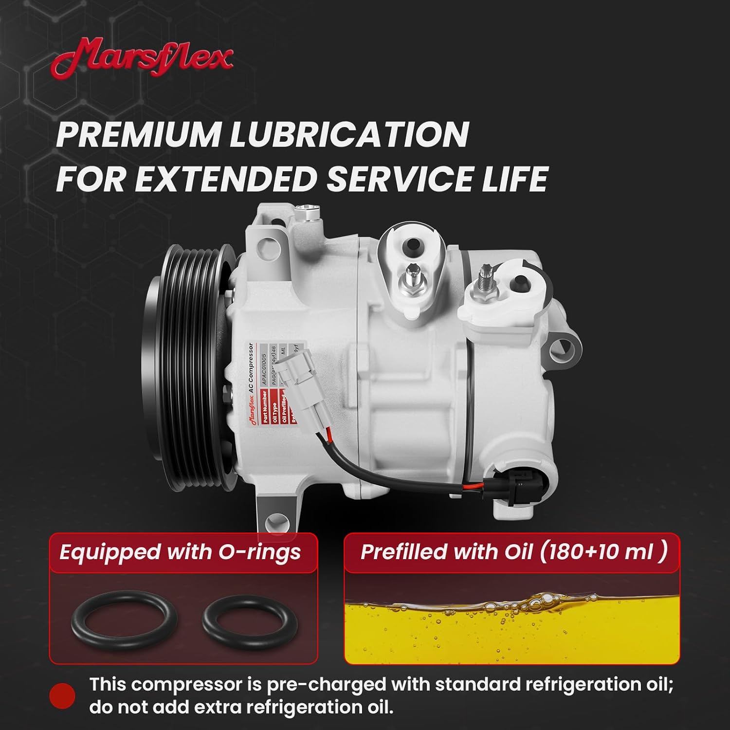 Marsflex AC Compressor with Clutch Fit for 2009-2017 Dodge Caliber | Fit for Jeep Compass Patriot, L4 1.8L/2.0L/2.4L, 2010 2011 2012 2013 2014 2015 2016, CO30011C with 6-Groove Pulley