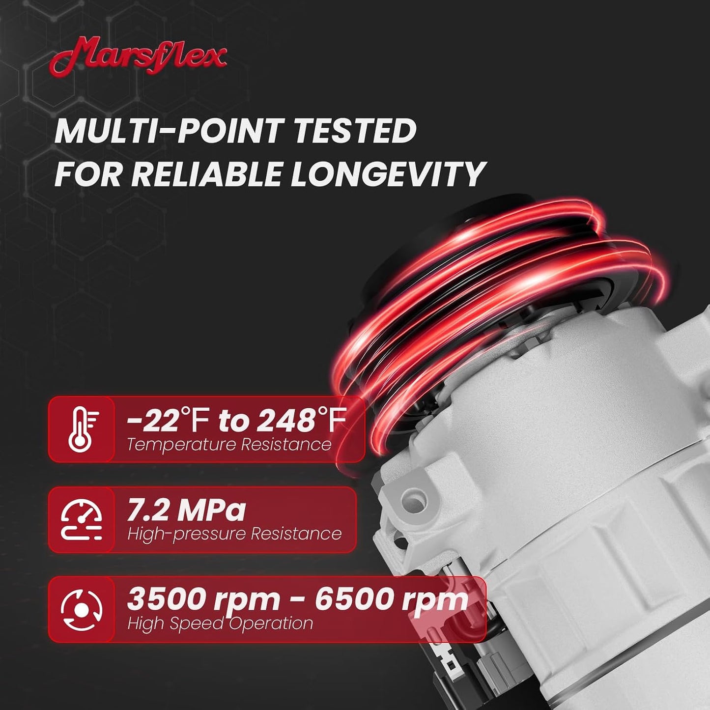 Marsflex AC Compressor with Clutch Fit for 2013-2019 Nissan Sentra | Fit for L4 1.6L/1.8L, CO29072C 98585 926003SH0A with 6-Groove Pulley, 2014 2015 2016 2017 2018