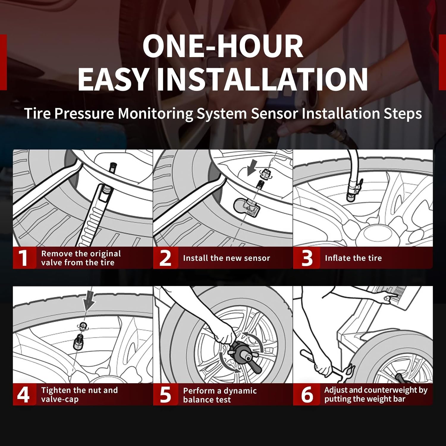 Marsflex Tire Pressure TPMS Sensor - Fit for Jeep Grand Cherokee Dodge Ram 1500 Chrysler Fiat, 433MHz Tire Pressure Monitoring System Set of 4, OE 56029398AA 56029398AB 68241067AA 68241067AB