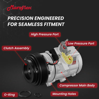 Marsflex AC Compressor with Clutch Fit for 2006-2014 Ford F150 F250 F350 | Fit for Ford Expedition F450 F550 Super Duty, Fit for Lincoln Navigator Mark LT, V8 4.6L/5.4L/6.2L/6.4L, V10 6.8L, CO10905C