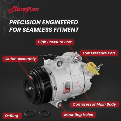 Marsflex AC Compressor with Clutch Fit for 2011-2015 Ford Explorer 3.5L | 2013-2015 Police Interceptor Utility 3.7L, only Fit V6 Naturally Aspirated, CO9777C BB5Z19703A with 6-Groove Pulley