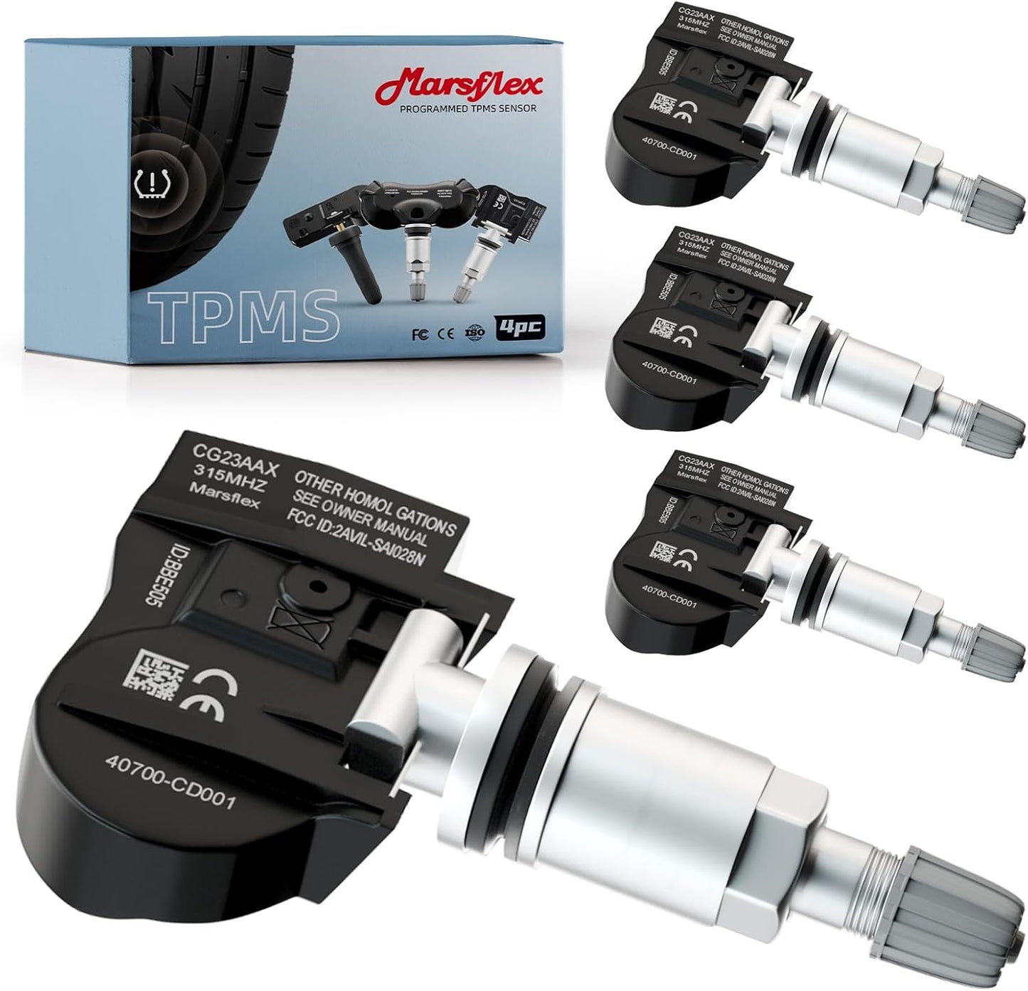 Marsflex TPMS Sensor Compatible for Nissan Infiniti Programmed Tire Pressure Monitoring System Replaces# 40700-1AA0B 40700-3AN0A, 40700-3AN0B, 40700-3AN0D, 40700-JA00C, 40700-JA01B, 40700-JA02B 315MHZ