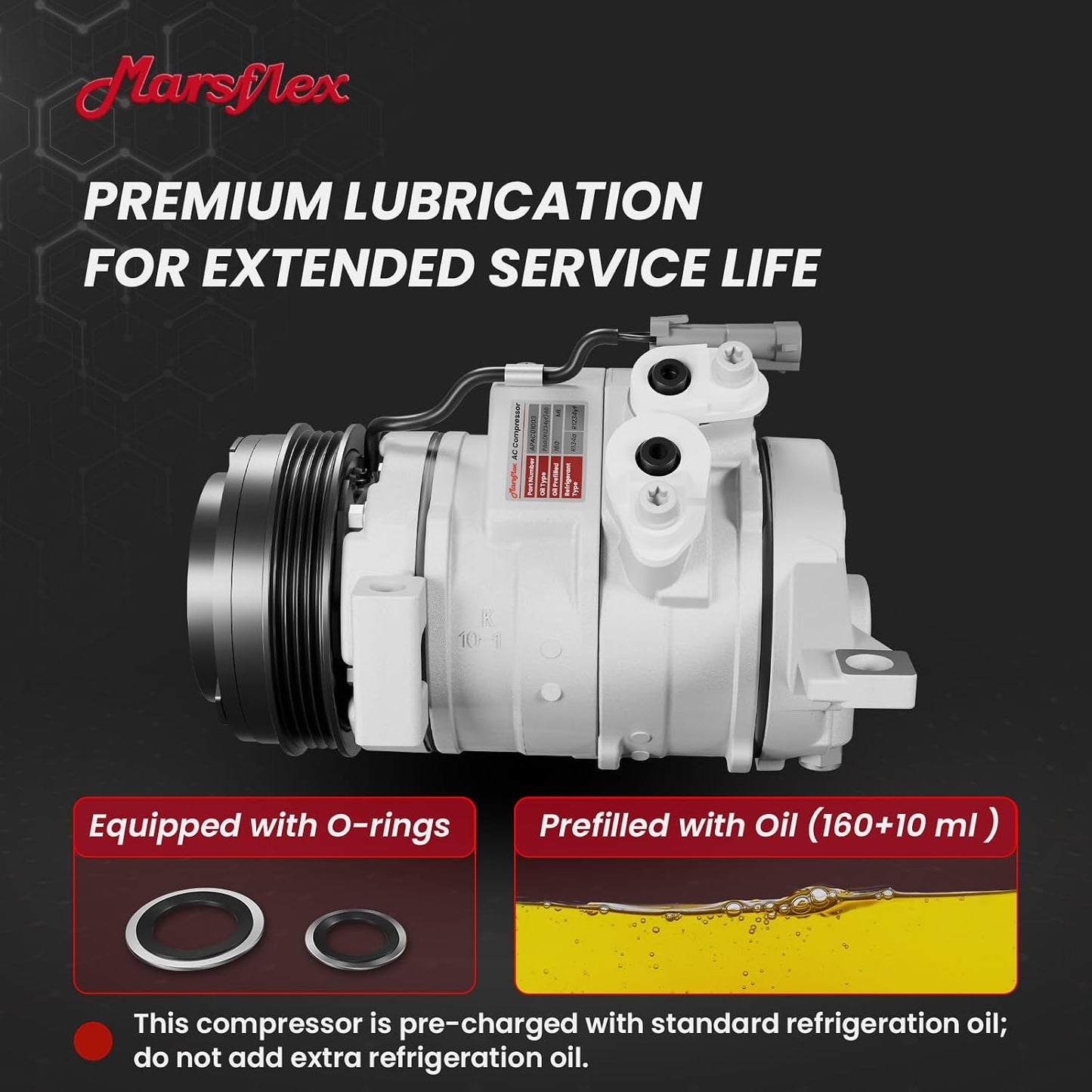 Marsflex AC Compressor with Clutch Fit for 2000-2019 Chevy Silverado | only Fit 2 Mounting Holes, Fit for Chevrolet Express GMC Savana Sierra 1500 2500 3500 4500 V8 4.8L/5.3L/6.0L /8.1L, CO29002C