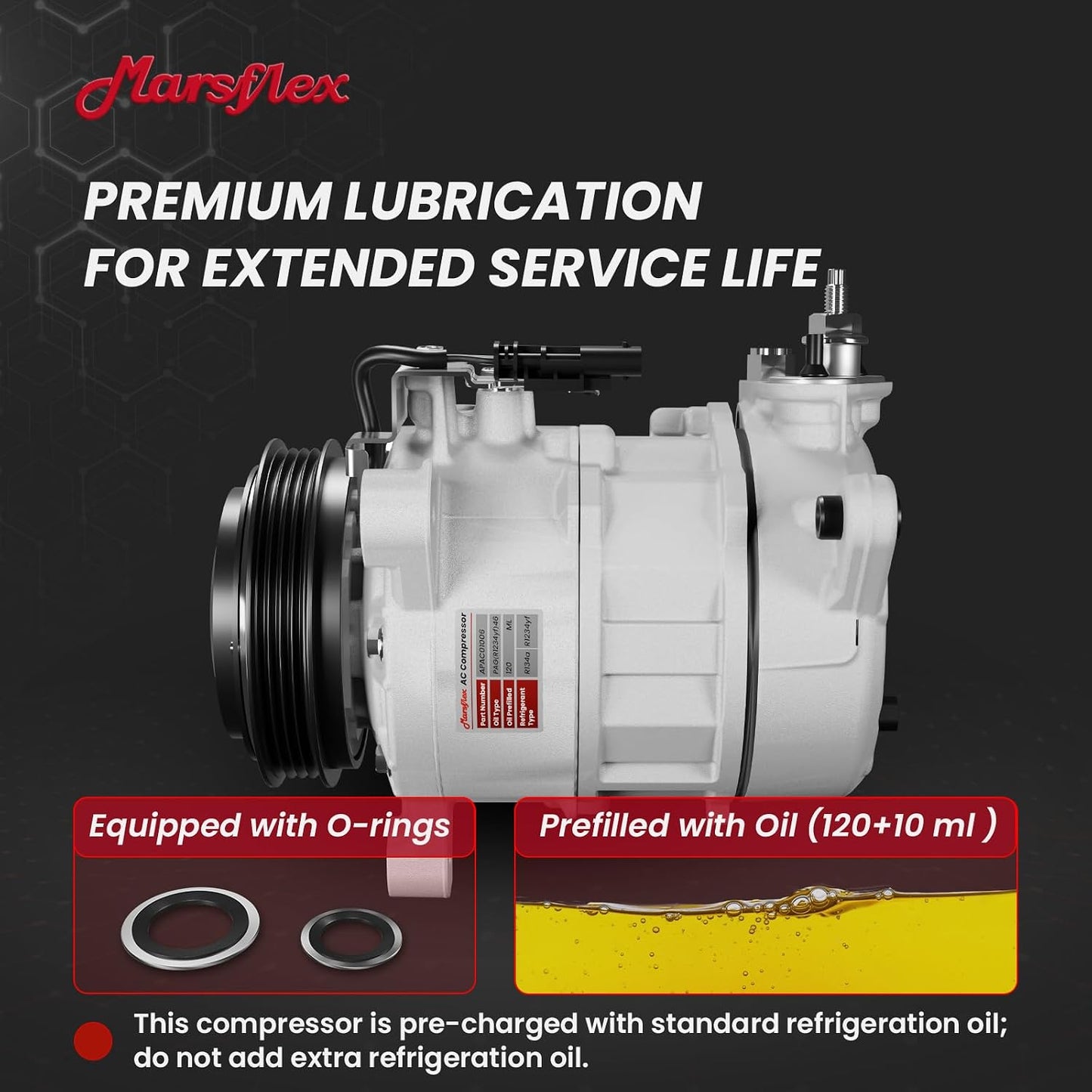 Marsflex AC Compressor with Clutch Fit for 2015-2020 Chevy Tahoe Suburban | Fit for Chevrolet GMC Yukon XL, Cadillac Escalade ESV V8 5.3L/6.2L, CO29134C 198333 with 4-Groove Pulley