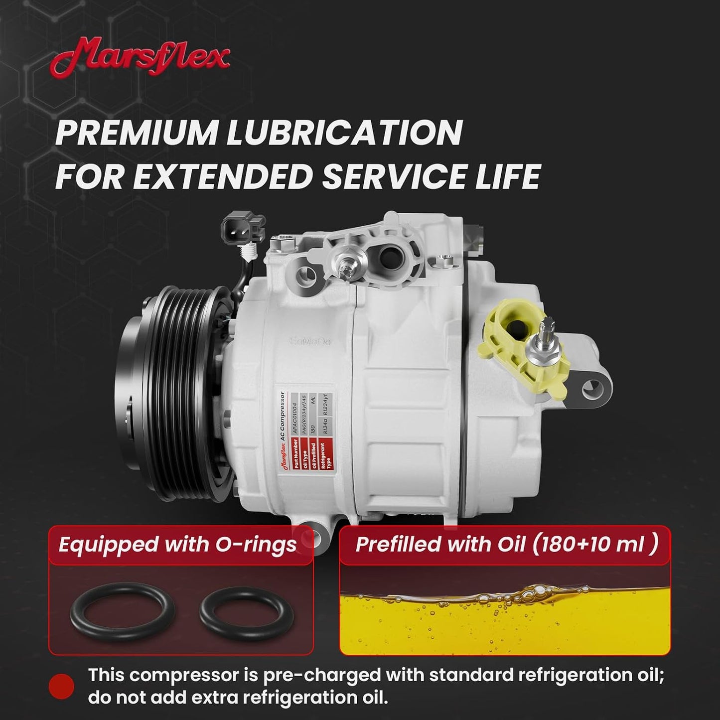 Marsflex AC Compressor with Clutch Fit for 2011-2015 Ford Explorer 3.5L | 2013-2015 Police Interceptor Utility 3.7L, only Fit V6 Naturally Aspirated, CO9777C BB5Z19703A with 6-Groove Pulley