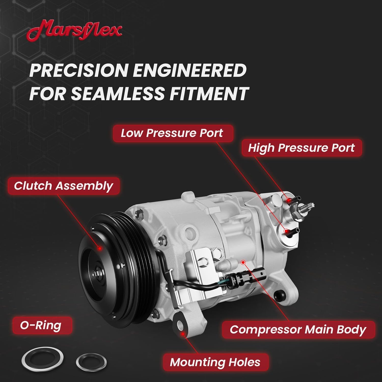 Marsflex AC Compressor with Clutch Fit for 2015-2020 Chevy Tahoe Suburban | Fit for Chevrolet GMC Yukon XL, Cadillac Escalade ESV V8 5.3L/6.2L, CO29134C 198333 with 4-Groove Pulley