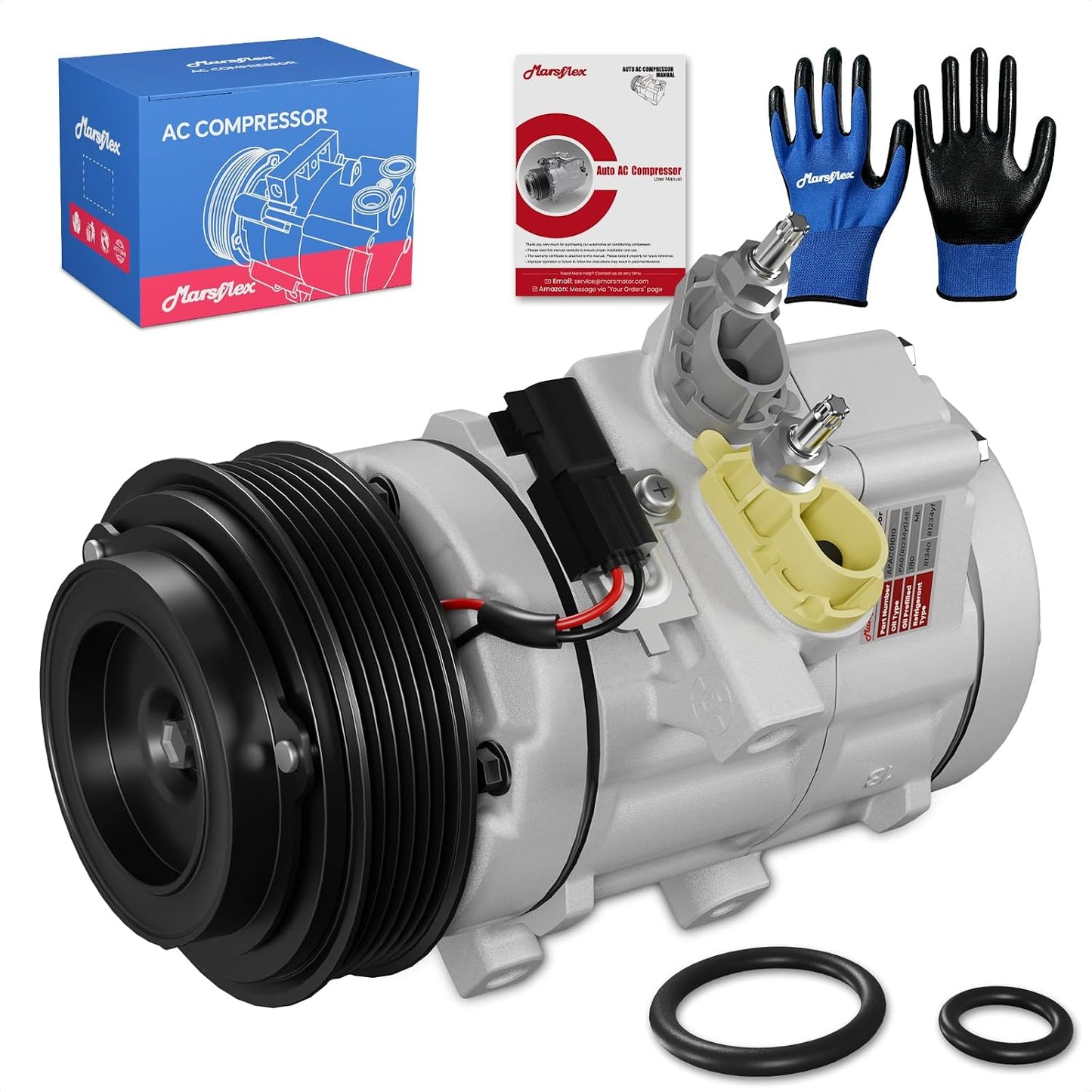 Marsflex AC Compressor with Clutch Fit for 2006-2014 Ford F150 F250 F350 | Fit for Ford Expedition F450 F550 Super Duty, Fit for Lincoln Navigator Mark LT, V8 4.6L/5.4L/6.2L/6.4L, V10 6.8L, CO10905C
