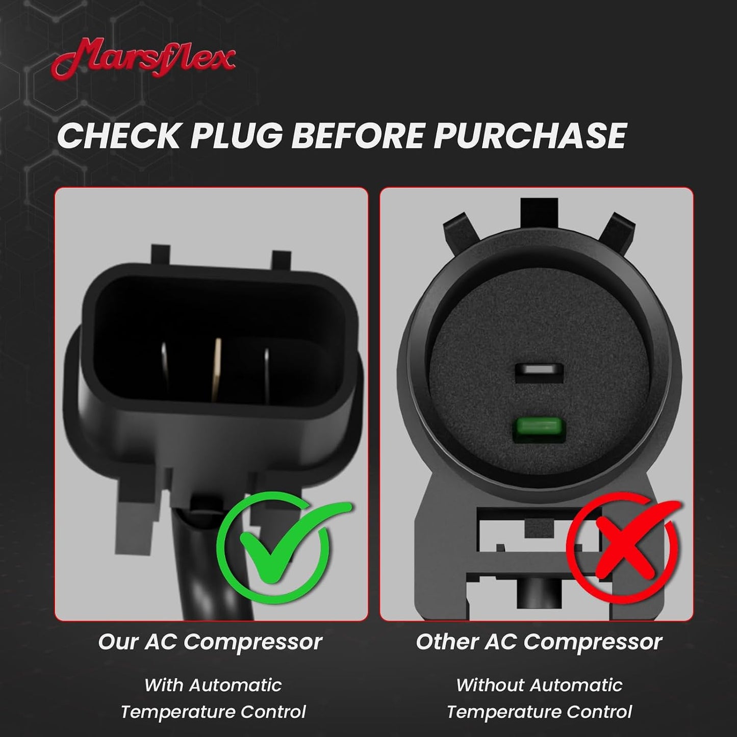 Marsflex AC Compressor with Clutch Fit for 2012-2017 Hyundai Accent Kia Rio | only Fit Automatic Temperature Control System, L4 1.6L, 2013 2014 2015 2016 CO20765C 178324 977011R100 with 6-Groove Pulley