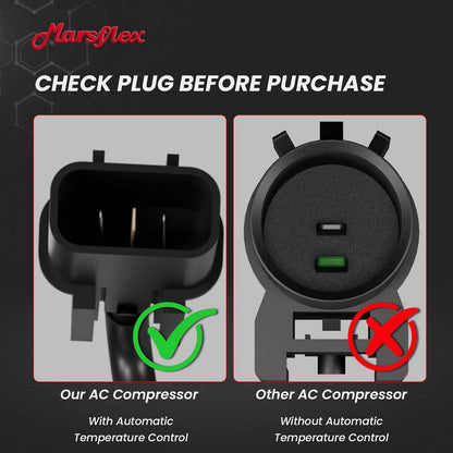 Marsflex AC Compressor with Clutch Fit for 2012-2017 Hyundai Accent Kia Rio | only Fit Automatic Temperature Control System, L4 1.6L, 2013 2014 2015 2016 CO20765C 178324 977011R100 with 6-Groove Pulley