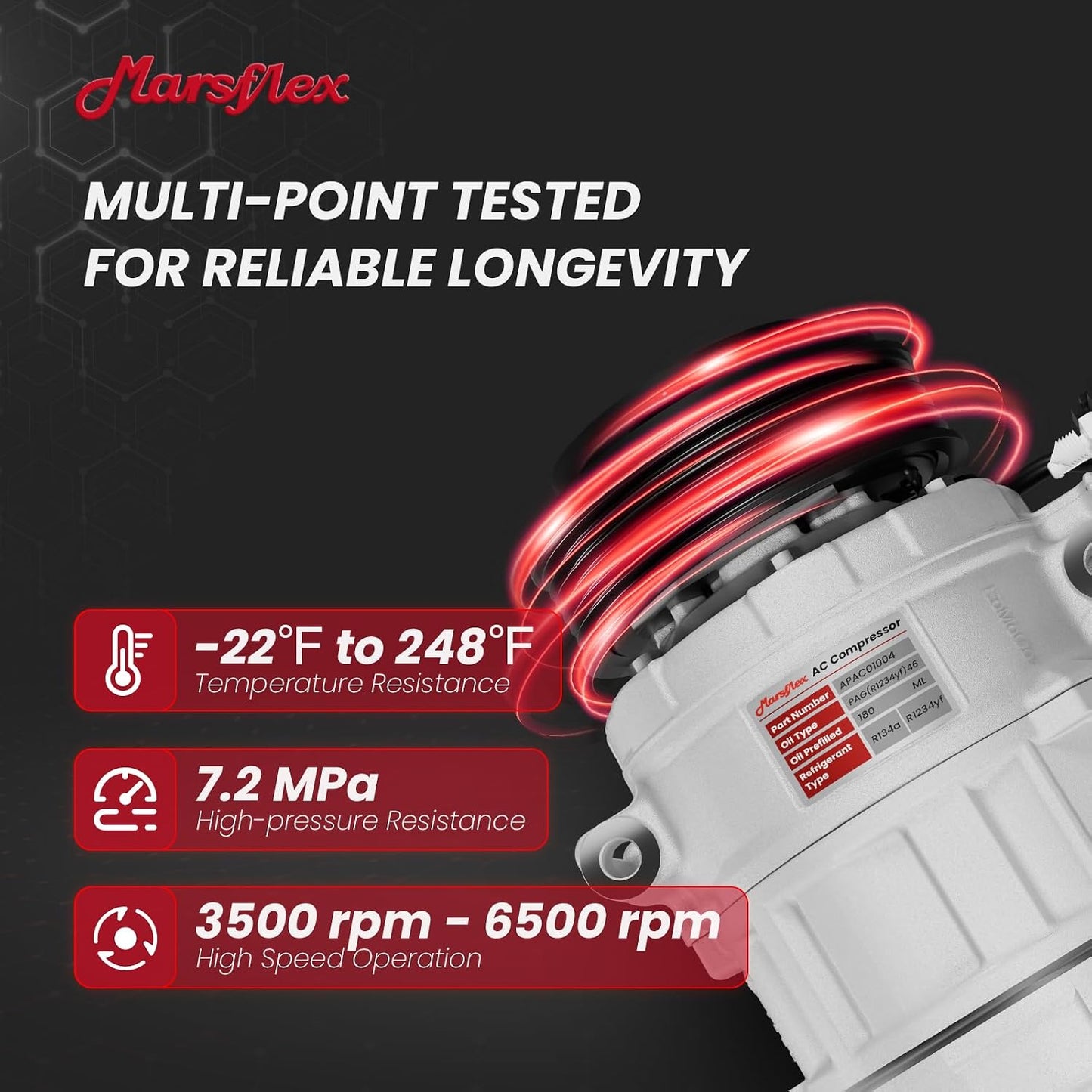 Marsflex AC Compressor with Clutch Fit for 2011-2015 Ford Explorer 3.5L | 2013-2015 Police Interceptor Utility 3.7L, only Fit V6 Naturally Aspirated, CO9777C BB5Z19703A with 6-Groove Pulley