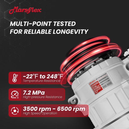 Marsflex AC Compressor with Clutch Fit for 2011-2015 Ford Explorer 3.5L | 2013-2015 Police Interceptor Utility 3.7L, only Fit V6 Naturally Aspirated, CO9777C BB5Z19703A with 6-Groove Pulley