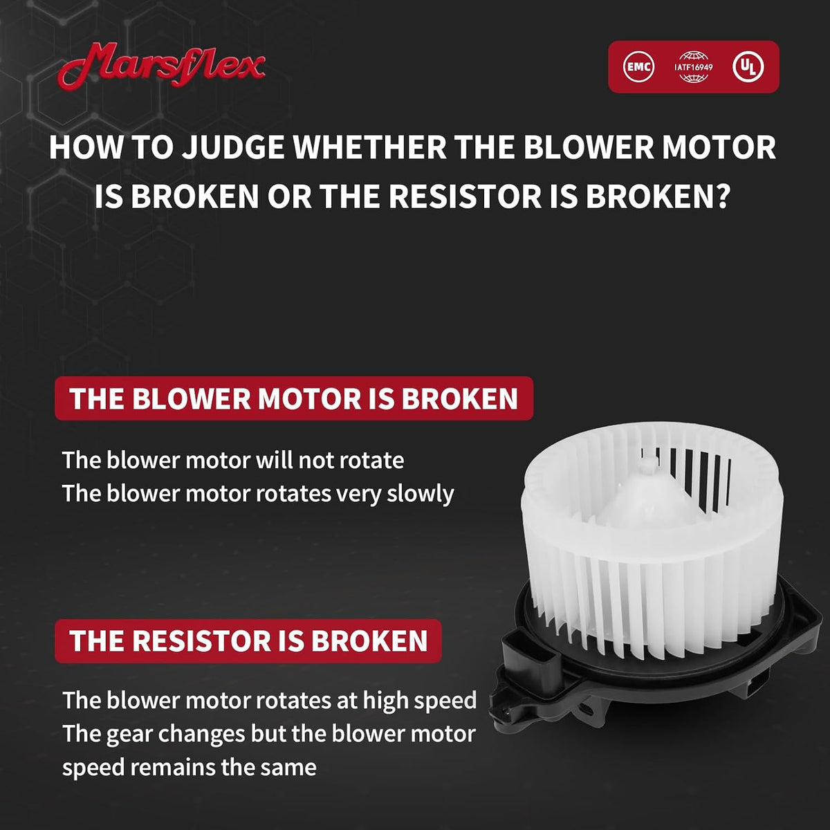 Marsflex Front Blower Motor 700188 for 2005-2015 Toyota Tacoma