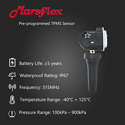 Marsflex Tire Pressure Sensor Compatible for Chevy Silverado Cruze Impala Cadillac Buick GMC Savana Saturn Pontiac SAAB, Tire Pressure Monitoring System 13598771 13598772 315MHz